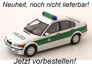 BMW 3er E46 Limousine Polizei  Bayreuth 1999 weiß/grün KK-Scale 1:18 Metallmodell (Türen, Motorhaube... nicht zu öffnen!) Disponible à partir de août 2025