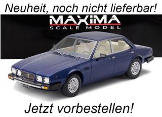 DeTomaso DEAUVILLE 1978 - BLUE MET. Maxima Scale Model Resinemodell (Türen, Motorhaube... nicht zu öffnen!) 1;18 Availability unknown