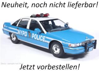 Chevrolet Caprice, 1991, NYPD MCG 1:18 Metallmodell, Türen und Hauben nicht zu öffnen Availability unknown