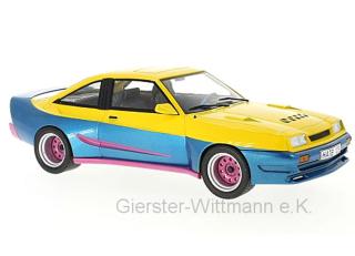 Opel Manta B Mattig, gelb/blau, 1991 Türen und Hauben geschlossen MCG 1:18