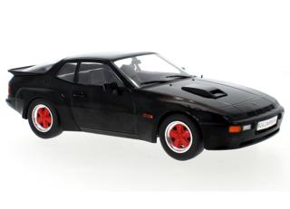 Porsche 924 Carrera GT, schwarz, 1981 mit roten Felgen MCG 1:18 Metallmodell, Türen und Hauben nicht zu öffnen