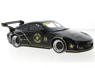 Porsche Old & New 997, schwarz/Dekor, John Player Special, 2020 Basis: 911 (997) MCG 1:18 Metallmodell, Türen und Hauben nicht zu öffnen