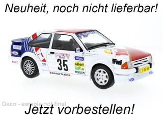 Ford Escort MK III RS Turbo, No.35, Hunsrück Rallye, S.Andervang/A.Schoonenwolf, 1985 IXO 1:18 Metallmodell (Türen/Hauben nicht zu öffnen!) <br> Date de parution inconnue
