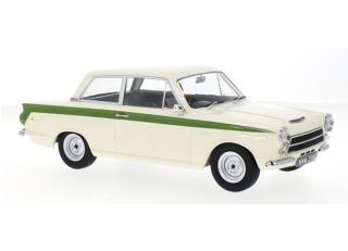 Ford Lotus Cortina 1963 weiss , grün MCG 1:18 Metallmodell, Türen und Hauben nicht zu öffnen