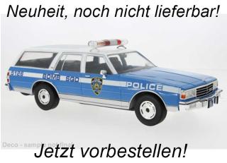 Chevrolet Caprice Estate Wagon, 1985, NYPD - New York Police Department MCG 1:18 Metallmodell, Türen und Hauben nicht zu öffnen Date de parution inconnue