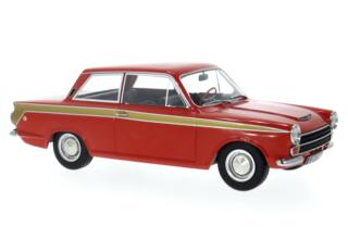 Ford Lotus Cortina MK I 1966 rot , gold   MCG 1:18 Metallmodell, Türen und Hauben nicht zu öffnen