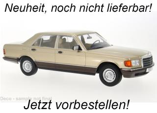 Mercedes S-Klasse (W126), beige, 1979 MCG 1:18 Metallmodell, Türen und Hauben nicht zu öffnen  Availability unknown