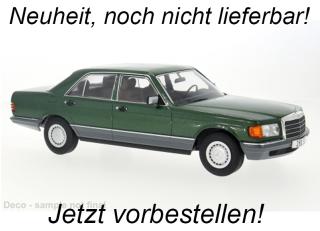 Mercedes S-Klasse (W126), dunkelgrün, 1979 MCG 1:18 Metallmodell, Türen und Hauben nicht zu öffnen Date de parution inconnue