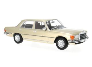 Mercedes S-Klasse (W116), beige, 1972 MCG 1:18 Metallmodell, Türen und Hauben nicht zu öffnen