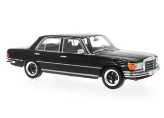 Mercedes S-Klasse (W116), schwarz, 1972 MCG 1:18 Metallmodell, Türen und Hauben nicht zu öffnen