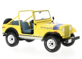 Jeep CJ-7 Renegade, hellgelb/Dekor, 1980 MCG 1:18 Metallmodell, Türen und Hauben nicht zu öffnen