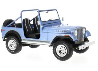 Jeep CJ-7 Laredo, blau/Dekor, 1980 MCG 1:18 Metallmodell, Türen und Hauben nicht zu öffnen