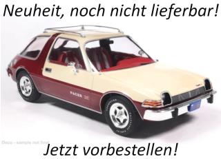 AMC Pacer, dunkelrot, 1975,   MCG 1:18 Metallmodell, Türen und Hauben nicht zu öffnen Liefertermin nicht bekannt