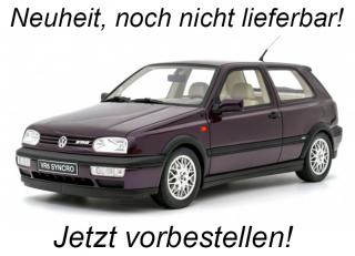 VOLKSWAGEN VW GOLF III VR 6 SYNCRO PURPLE 1995 OttOmobile 1:18 Resinemodell (Türen, Motorhaube... nicht zu öffnen!) <br> Disponible à partir de début mai 2024