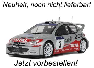 Peugeot 206 WRC Tour de Corse 2002 G.PANIZZI / H.PANIZZI OttO mobile 1:18 Resinemodell (Türen, Motorhaube... nicht zu öffnen!)<br> Available from end of April 2025