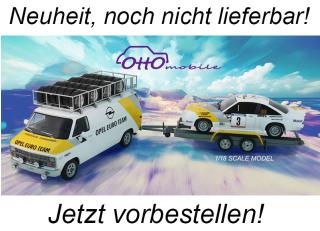 RALLYE PACK Opel Manta Gr.B Guy Fréquelin 1984 Tour de Corse +  Chevrolet G30 Assistance und Trailer OttO mobile 1:18 Resinemodell (Türen, Motorhaube... nicht zu öffnen!)  Available from early December 2025