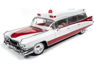 Cadillac Eldorado Ambulance 1959, white & red Auto World 1:18