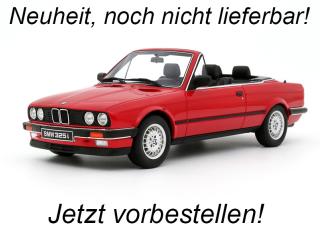 BMW 325i Convertible Bright Red 308 1986 OttO mobile 1:18 Resinemodell (Türen, Motorhaube... nicht zu öffnen!) Lieferbar ab Anfang Dezember 2025