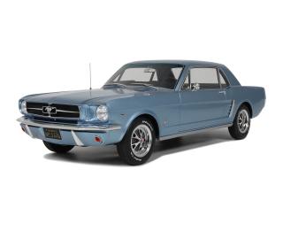 Ford Mustang V8 Hardtop Silver Blue Pony 1965 OttO mobile 1:12 Resinemodell (Türen, Motorhaube... nicht zu öffnen!)