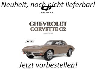 CHEVROLET CORVETTE C2 SADDLE TAN 1963 GT Spirit 1:12 Resinemodell (Türen, Motorhaube... nicht zu öffnen!) Disponible à partir de début septembre 2026
