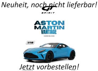 ASTON MARTIN VANTAGE ELWOOD BLUE 2024 GT Spirit 1:18 Resinemodell (Türen, Motorhaube... nicht zu öffnen!) Available from early September 2026