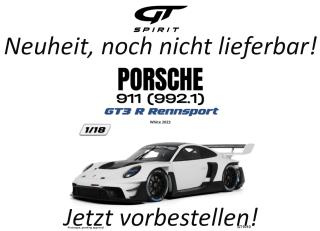 PORSCHE 911 (992.1) GT3 R RENNSPORT WHITE 2023 GT Spirit 1:18 Resinemodell (Türen, Motorhaube... nicht zu öffnen!)  Lieferbar ab Anfang November 2026