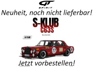 S-KLUB C63S MARS RED 2024 GT Spirit 1:18 Resinemodell (Türen, Motorhaube... nicht zu öffnen!) Available from early November 2026