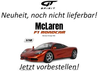 MCLAREN F1 ROADCAR MANSOUR ORANGE 1992 GT Spirit 1:18 Resinemodell (Türen, Motorhaube... nicht zu öffnen!) Lieferbar ab Anfang November 2026