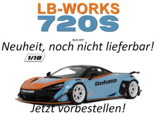 LB-WORKS 720S ORANGE & BLUE 2017 GT Spirit 1:18 Resinemodell (Türen, Motorhaube... nicht zu öffnen!) Disponible à partir de début mars 2027