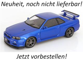 Nissan Skyline GT-R R34 V-Spec II 2001 mit OEM-Felgen  blaumetallic KK-Scale 1:12 Metallmodell Lieferbar ab August 2026