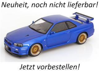 Nissan Skyline GT-R R34 V-Spec II 2001 mit BBS-Felgen  blaumetallic KK-Scale 1:12 Metallmodell Lieferbar ab August 2026