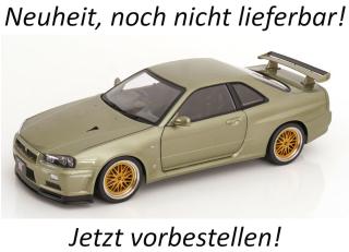 Nissan Skyline GT-R R34 V-Spec Nür 2001 mit BBS-Felgen  hellgrün-metallic KK-Scale 1:12 Metallmodell Disponible à partir de août 2026