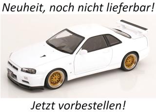 Nissan Skyline GT-R R34 V-Spec II 2001 mit BBS-Felgen  weiß KK-Scale 1:12 Metallmodell Available from August 2026
