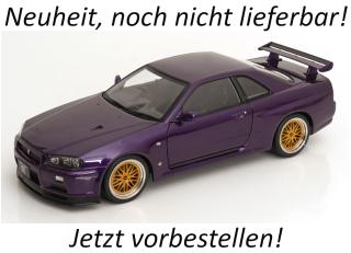 Nissan Skyline GT-R R34 V-Spec II 2001 mit BBS-Felgen violett-metallic KK-Scale 1:12 Metallmodell Disponible à partir de fin octobre 2026