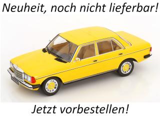 Mercedes 230E W123 Limousine 1975 gelb KK-Scale 1:18 Metallmodell (Türen, Motorhaube... nicht zu öffnen!) Available from end of May 2026