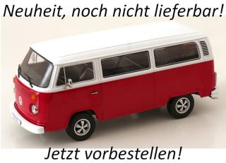 VW Bus T2b Bus rot/weiß 1972 mit Fuchs-Felgen KK-Scale 1:18 Metallmodell (Türen, Motorhaube... nicht zu öffnen!) Disponible à partir de fin mars 2026