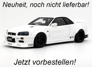 NISSAN SKYLINE GT-R (BNR34) BY KRC PEARL WHITE QX1 2019 OttO mobile 1:18 Resinemodell (Türen, Motorhaube... nicht zu öffnen!) <br> Lieferbar ab Ende Oktober 2025