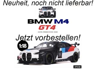 BMW M4 GT4 GT4 WHITE PRESENTATION 2022 OttO mobile 1:18 Resinemodell (Türen, Motorhaube... nicht zu öffnen!) Lieferbar ab Ende Oktober 2025