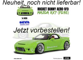 ROCKET BUNNY AERO (V1) MAZDA RX7 (FD3S) PEARL GREEN 2015 OttO mobile Project Cars 1:18 Resinemodell (Türen, Motorhaube... nicht zu öffnen!)  Lieferbar ab Ende Dezember 2025