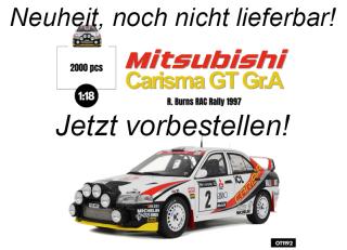 MITSUBISHI CARISMA GT GR.A R. BURNS RAC RALLY 1997 OttO mobile 1:18 Resinemodell (Türen, Motorhaube... nicht zu öffnen!) Lieferbar ab Anfang November 2025