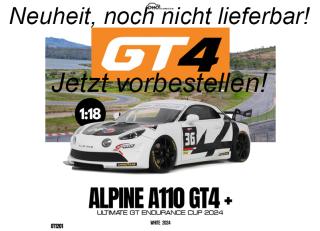 ALPINE A110 GT4 + WHITE ULTIMATE GT ENDURANCE CUP 2024 OttO mobile 1:18 Resinemodell (Türen, Motorhaube... nicht zu öffnen!) Lieferbar ab Anfang Mai 2026