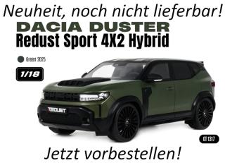 DACIA DUSTER REDUST SPORT 4X2 HYBRID GREEN 2025 OttO mobile 1:18 Resinemodell (Türen, Motorhaube... nicht zu öffnen!) Available from early April 2027