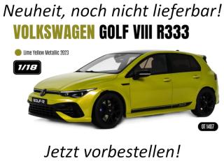 VOLKSWAGEN VW GOLF VIII R 333 LIMITED EDITION LIME YELLOW METALLIC 2023 OttO mobile 1:18 Resinemodell (Türen, Motorhaube... nicht zu öffnen!)  Available from early April 2027