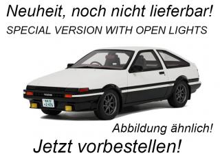 TOYOTA SPRINTER TRUENO AE86 WHITE 1985 mit aufgeklapten Scheinwerfern OttO mobile 1:18 Resinemodell (Türen, Motorhaube... nicht zu öffnen!)