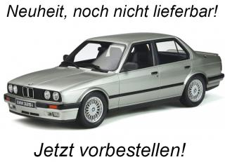 BMW E30 325I SEDAN SILVER 1988 OttO mobile 1:18 Resinemodell (Türen, Motorhaube... nicht zu öffnen!)<br> Available from early May 2024
