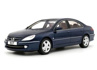 Peugeot 607 3.0 V6 Phase 2 Blue Montebello 2008 OttO mobile 1:18 Resinemodell (Türen, Motorhaube... nicht zu öffnen!)