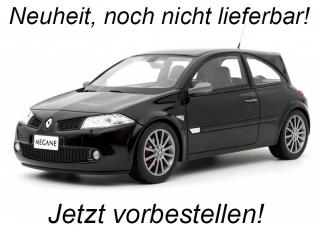 RENAULT MEGANE 2 RS PHASE 2 BLACK 2005 OttOmobile 1:18 Resinemodell (Türen, Motorhaube... nicht zu öffnen!) <br> Lieferbar ab April 2024