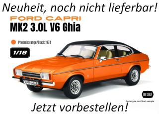 FORD CAPRI MK2 3,0L V6 GHIA PHOENIXORANGE/BLACK 1974 OttO Pro OttO mobile 1:18 Resinemodell (Türen, Motorhaube... nicht zu öffnen!) Lieferbar ab Anfang November 2026