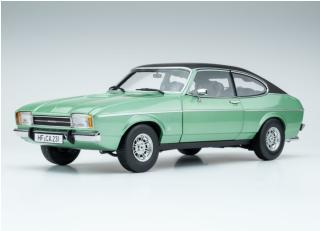 Ford Capri II Ghia 3.0 (1974 - 1977)  - mediteran green with vinyl top black  Limitiert auf 612 Stück! Touring Modelcars 1:18 Metallmodell 2 Türen, Motorhaube und Kofferraum zu öffnen!  Disponible à partir de début avril 2026