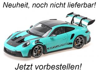 PORSCHE 911 (992) GT3RS - 2024 - GREEN W DARKSILVER WHEELS Minichamps 1:18 Metallmodell mit zu öffnenden Türen und Haube(n)  Liefertermin nicht bekannt (nicht vor August 2024)